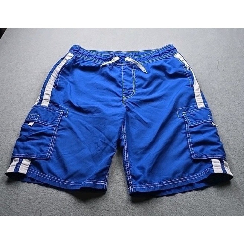 Kanu Surf Men's Barracuda Swim Trunks Board Shorts Blue Size Small Pockets